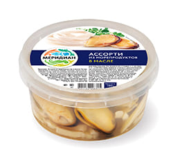 Assorted seafood in oil, 180 g