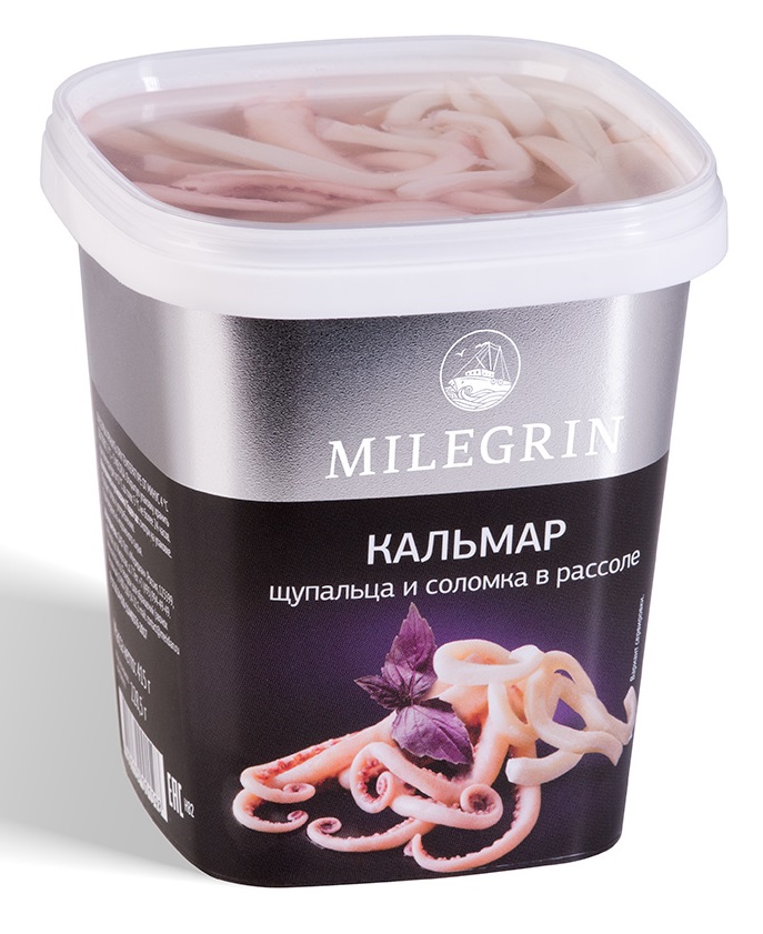Squid straw and tentacles in brine «Milegrin», 415 g