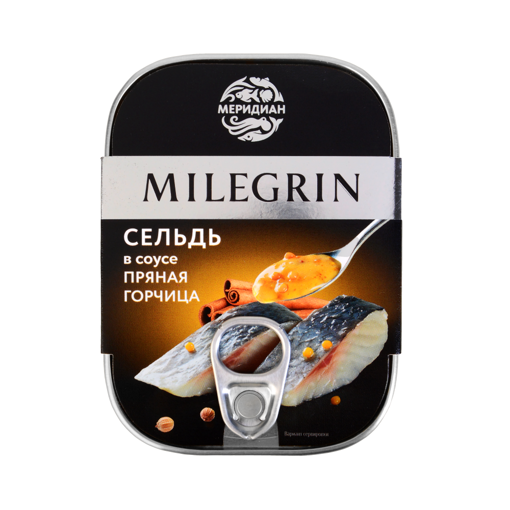 Herring fillet pieces «Spicy mustard» sauce Milegrin