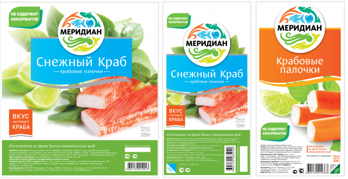 Crab sticks "Meridian" contain no preservatives