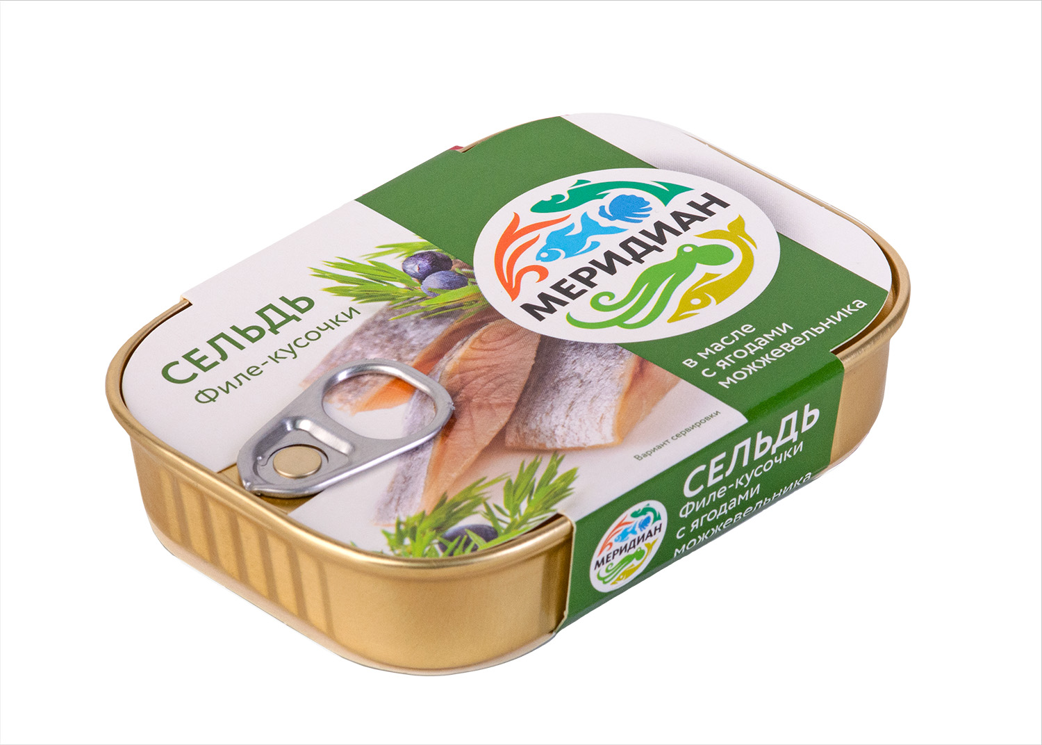 Herring fillet pieces in oil with juniper berries