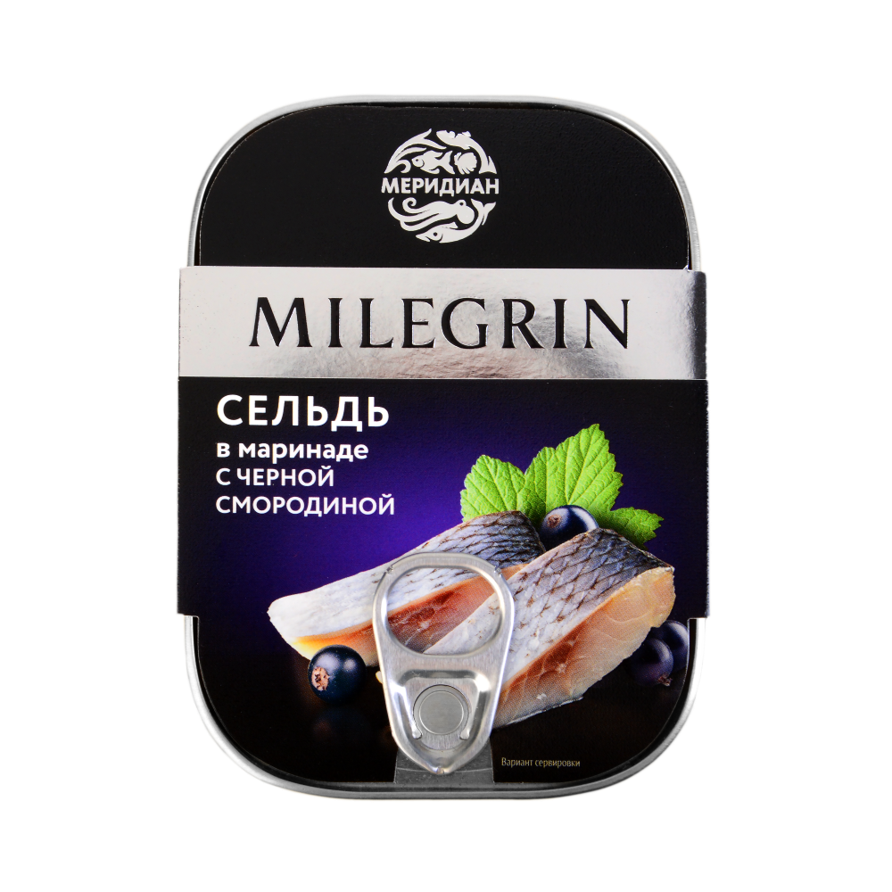 Сельдь филе-кусочки в маринаде с черной смородиной Milegrin